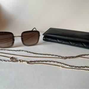 Chanel Eyewear Square Frame Chain Sunglasses CH4244 Brown